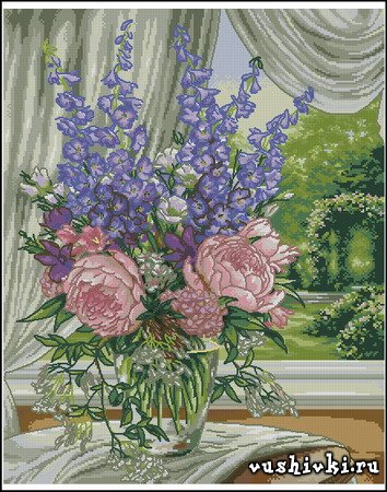 Пионы и дельфиниумы (Dimensions 35257 - Peonies & Delphiniums)