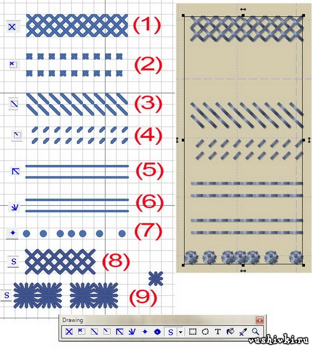 Виды стежков pattern maker