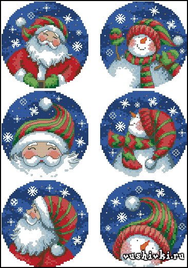 Santa & Snowman Ornaments (Dimensions)