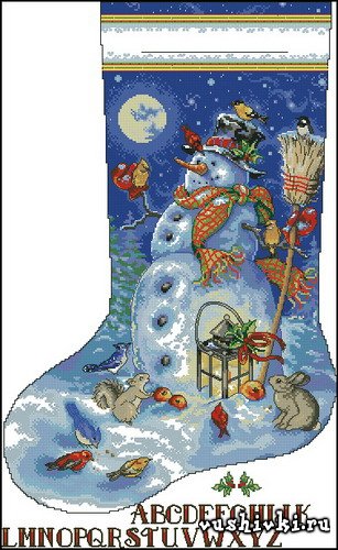 Рождественский носок - Snowman & Friends Stocking (Dimensions)