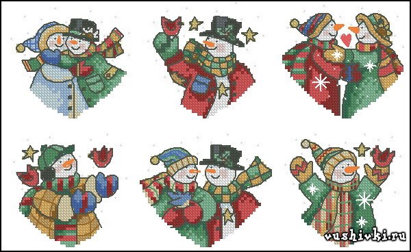 Snowman Hearts Ornaments (Dimensions)